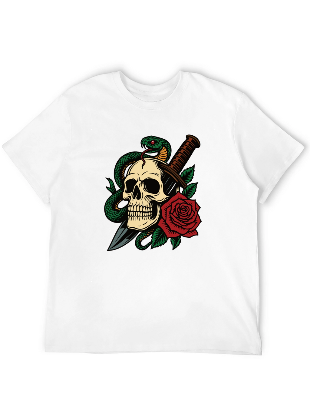 Skull Snake & Rose Graphic T-Shirt