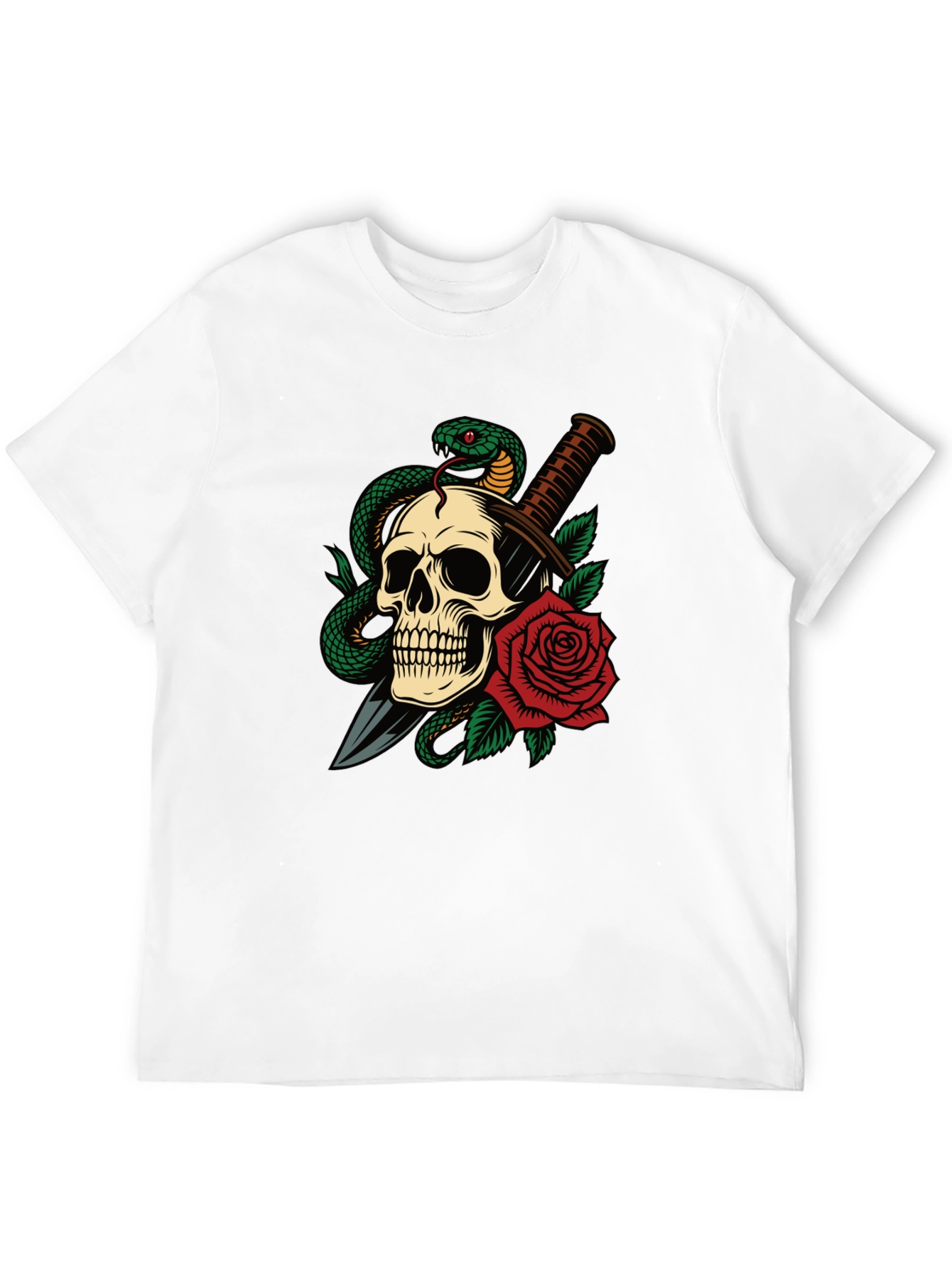 Skull Snake & Rose Graphic T-Shirt