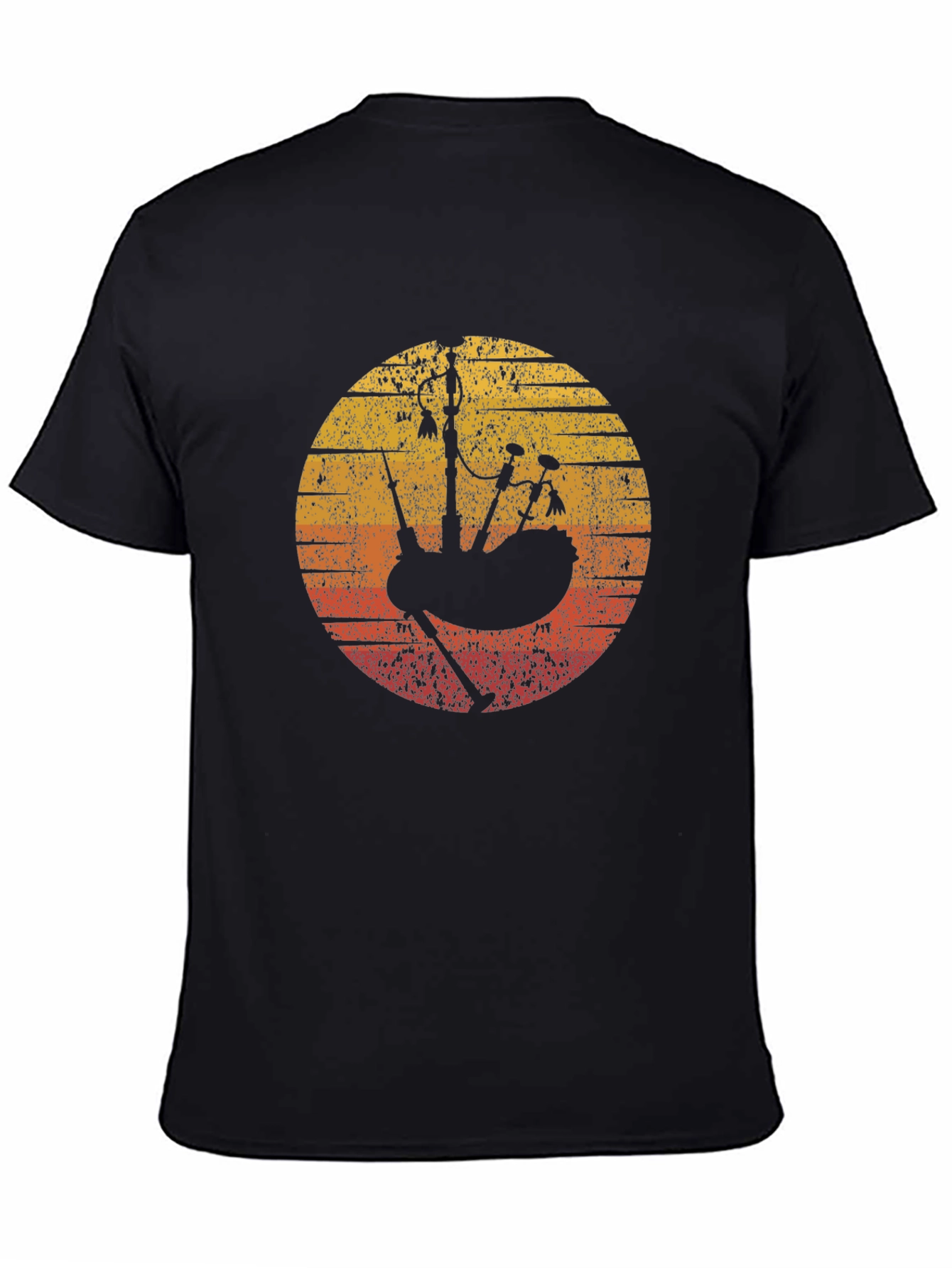 Vintage Bagpipe Sunset Black T-Shirt