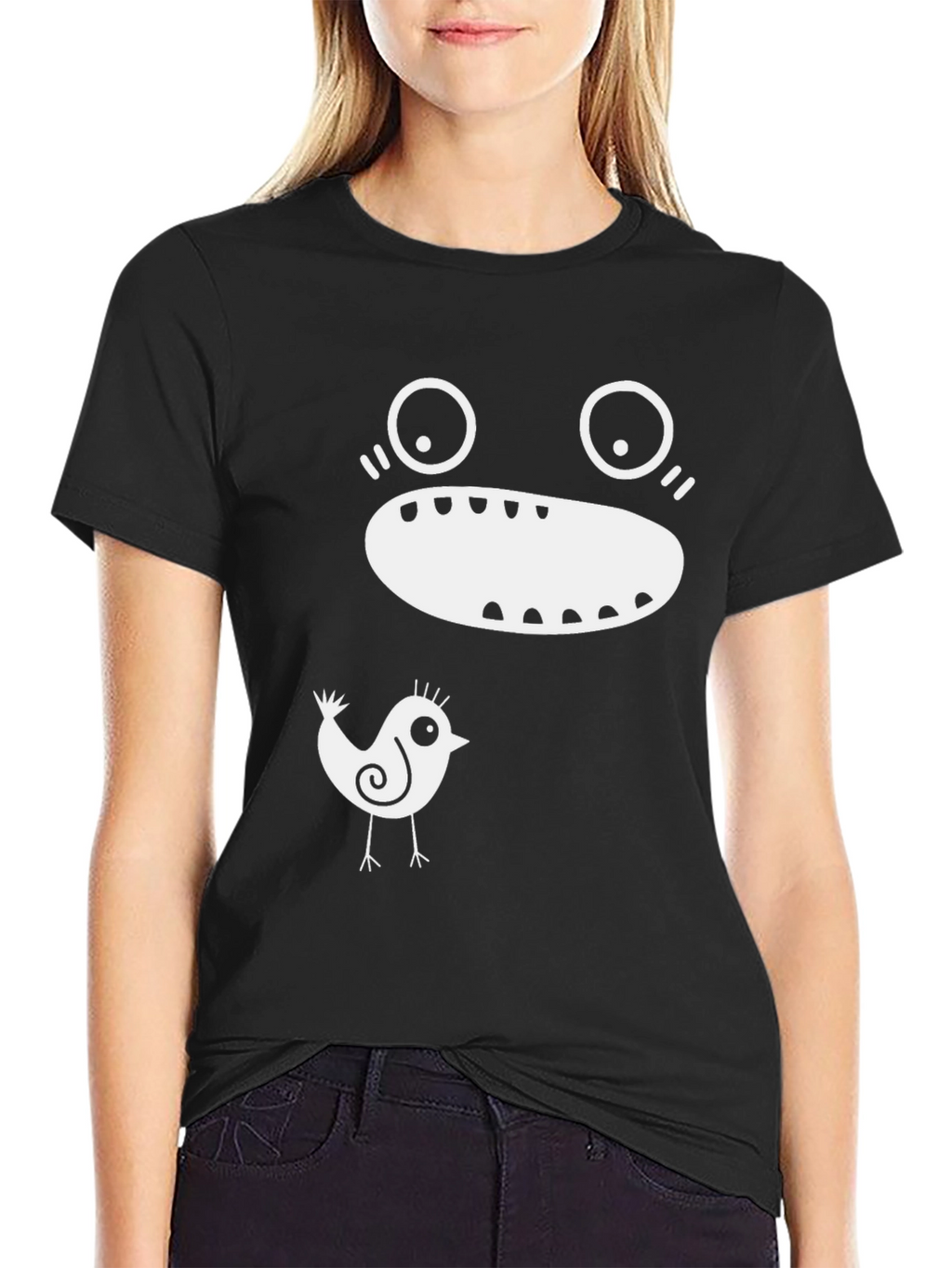 Funny Face Bird Graphic T-Shirt