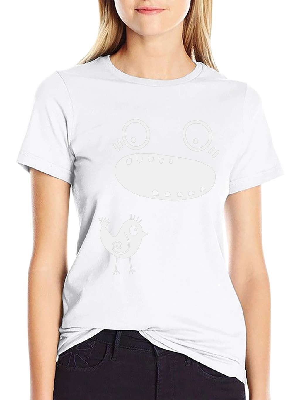 Funny Face Bird Graphic T-Shirt