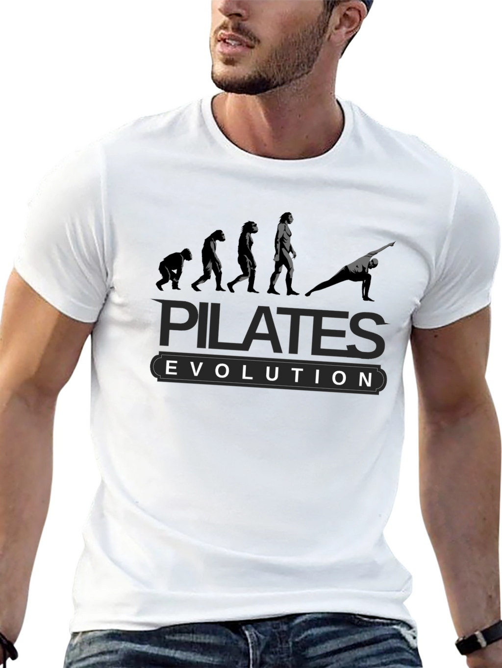 Pilates Evolution T-Shirt: Fitness and Humor