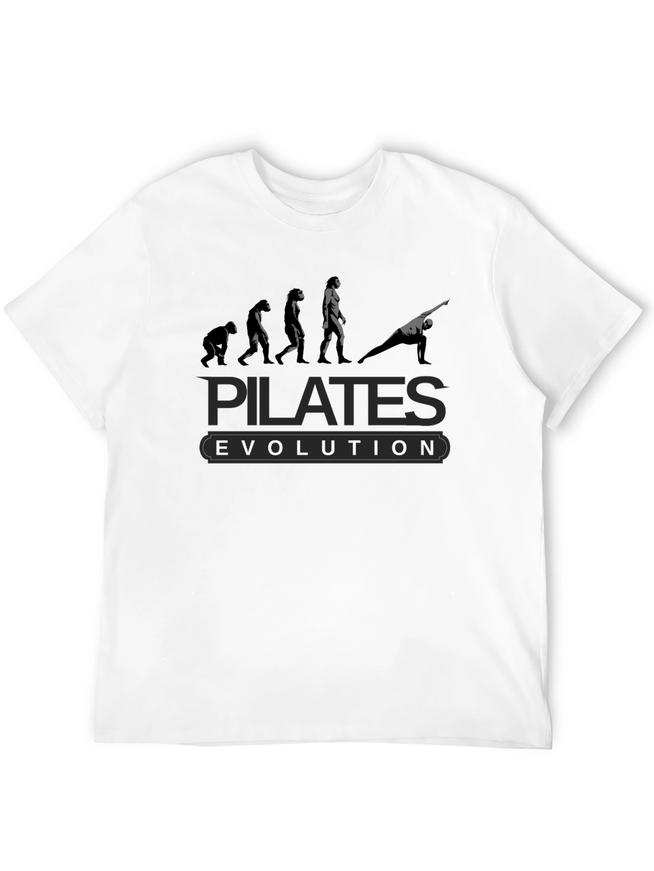 Pilates Evolution T-Shirt: Fitness and Humor