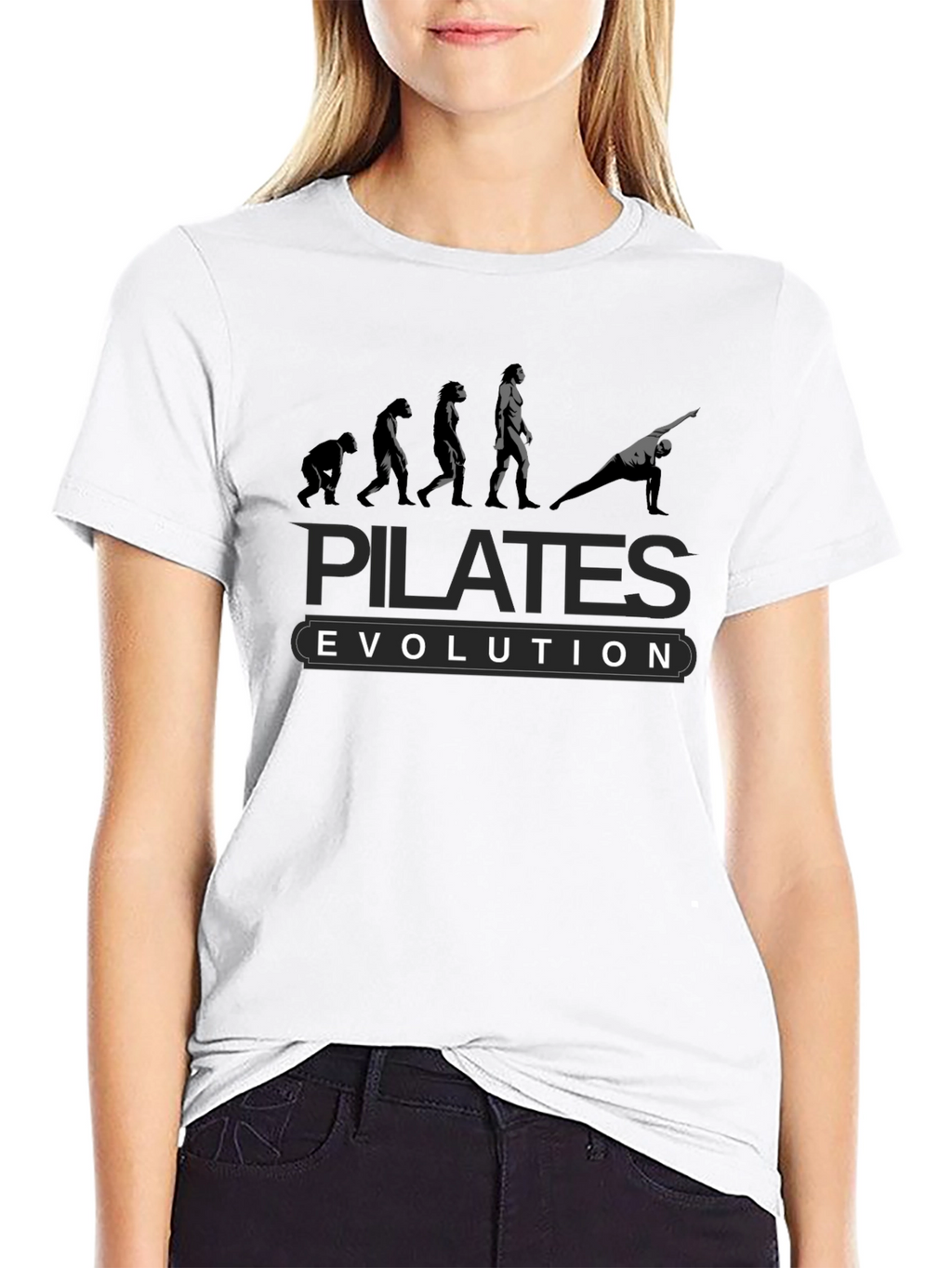 Pilates Evolution T-Shirt: Fitness and Humor