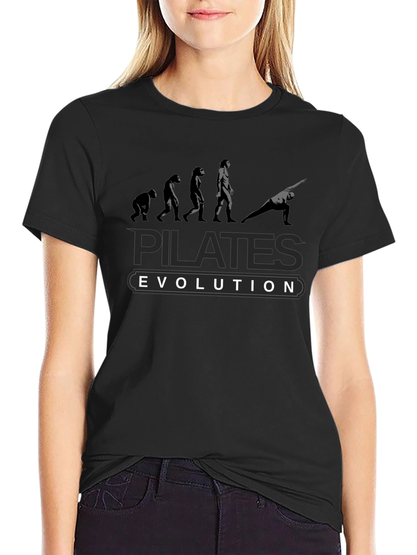 Pilates Evolution T-Shirt: Fitness and Humor