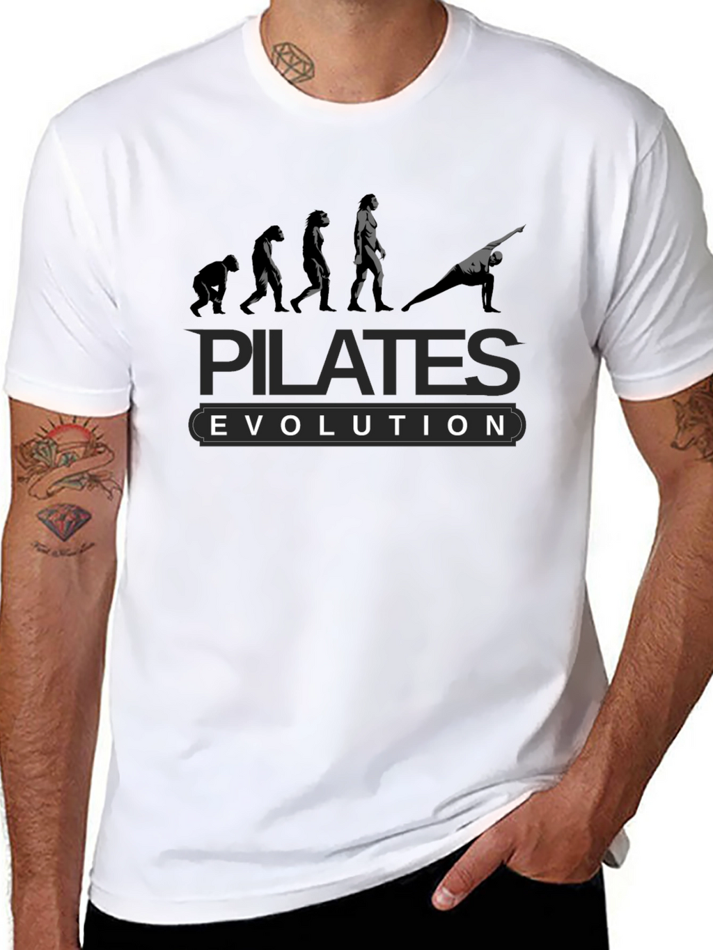 Pilates Evolution T-Shirt: Fitness and Humor