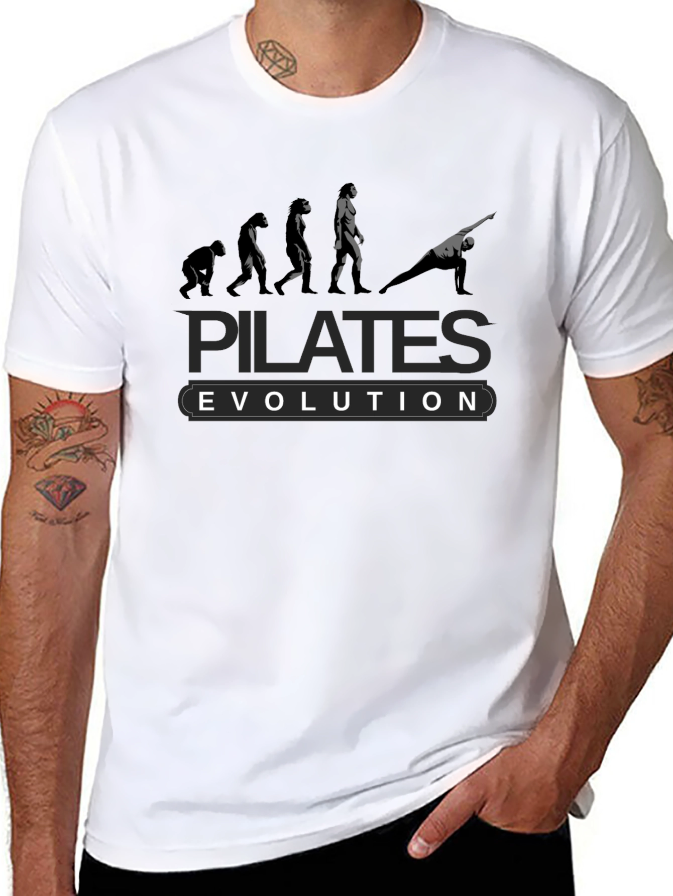 Pilates Evolution T-Shirt: Fitness and Humor