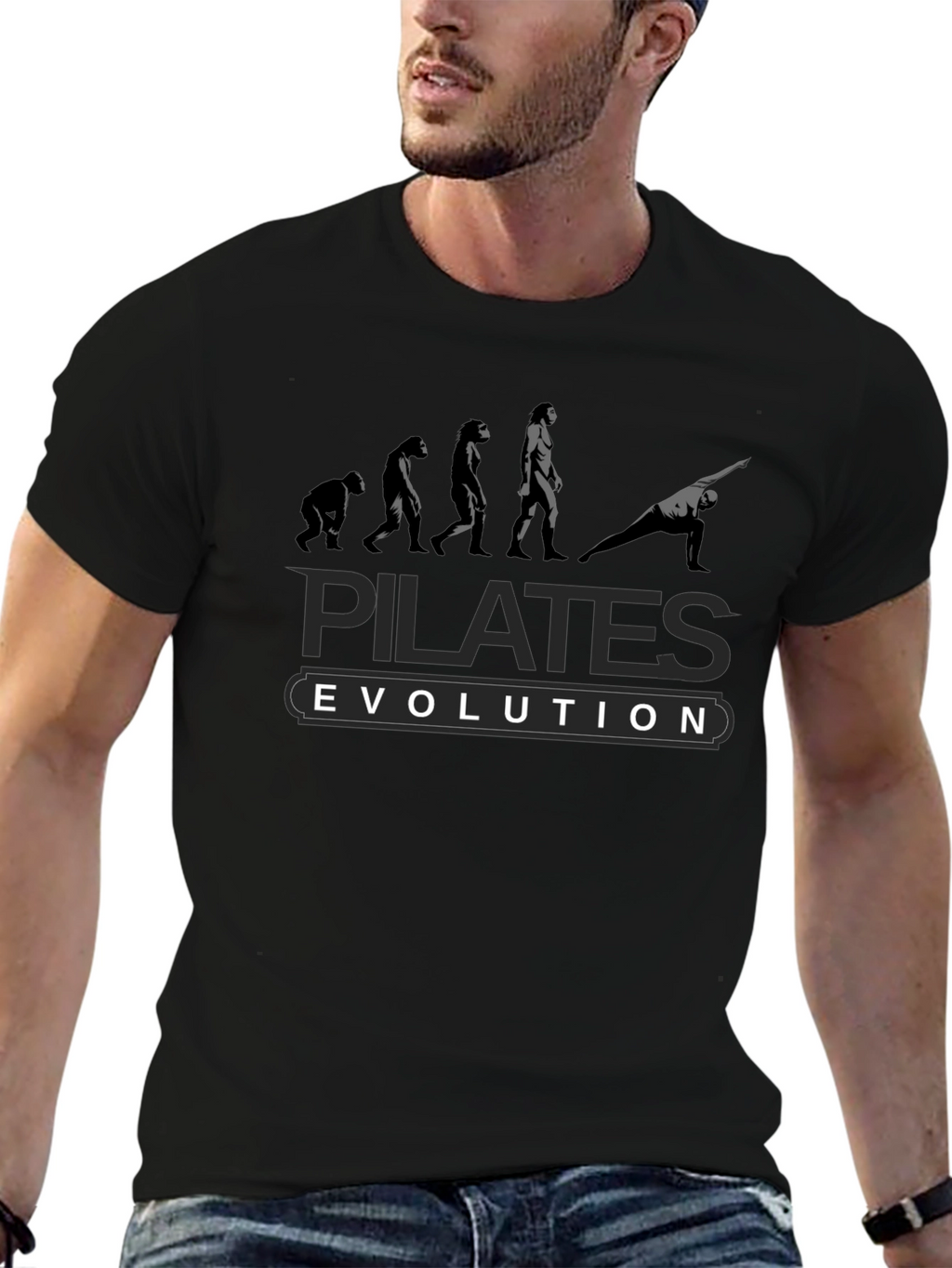 Pilates Evolution T-Shirt: Fitness and Humor