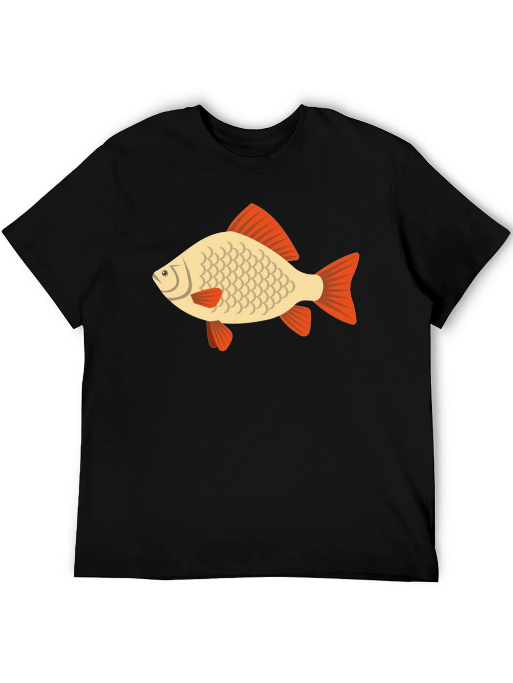 Fish Graphic Tee - Black Cotton Casual T-Shirt
