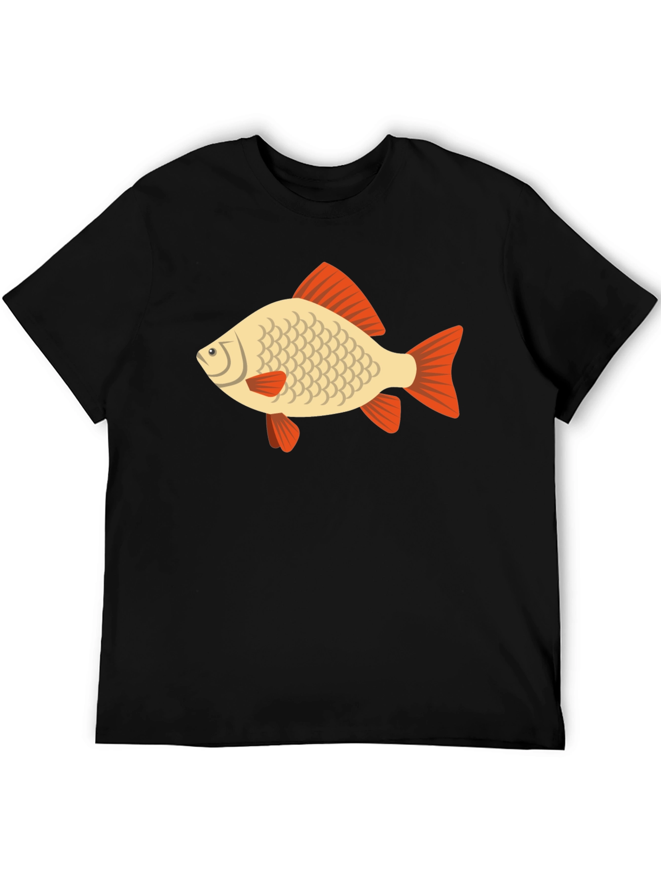 Fish Graphic Tee - Black Cotton Casual T-Shirt
