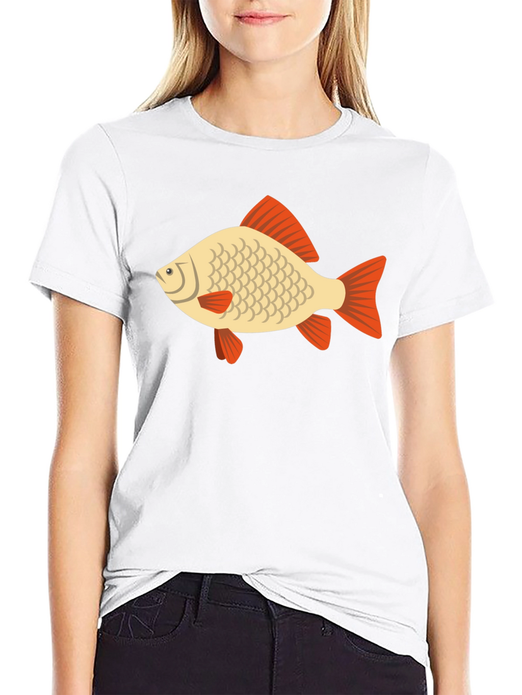 Fish Graphic Tee - Black Cotton Casual T-Shirt