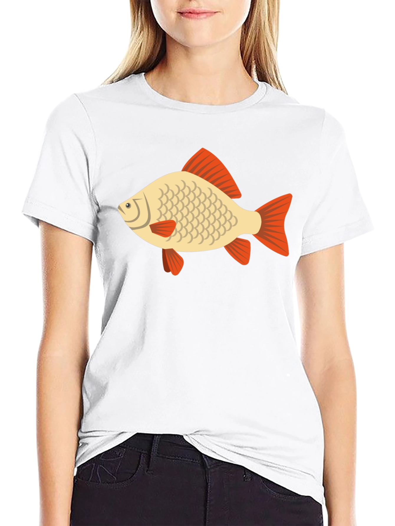 Fish Graphic Tee - Black Cotton Casual T-Shirt