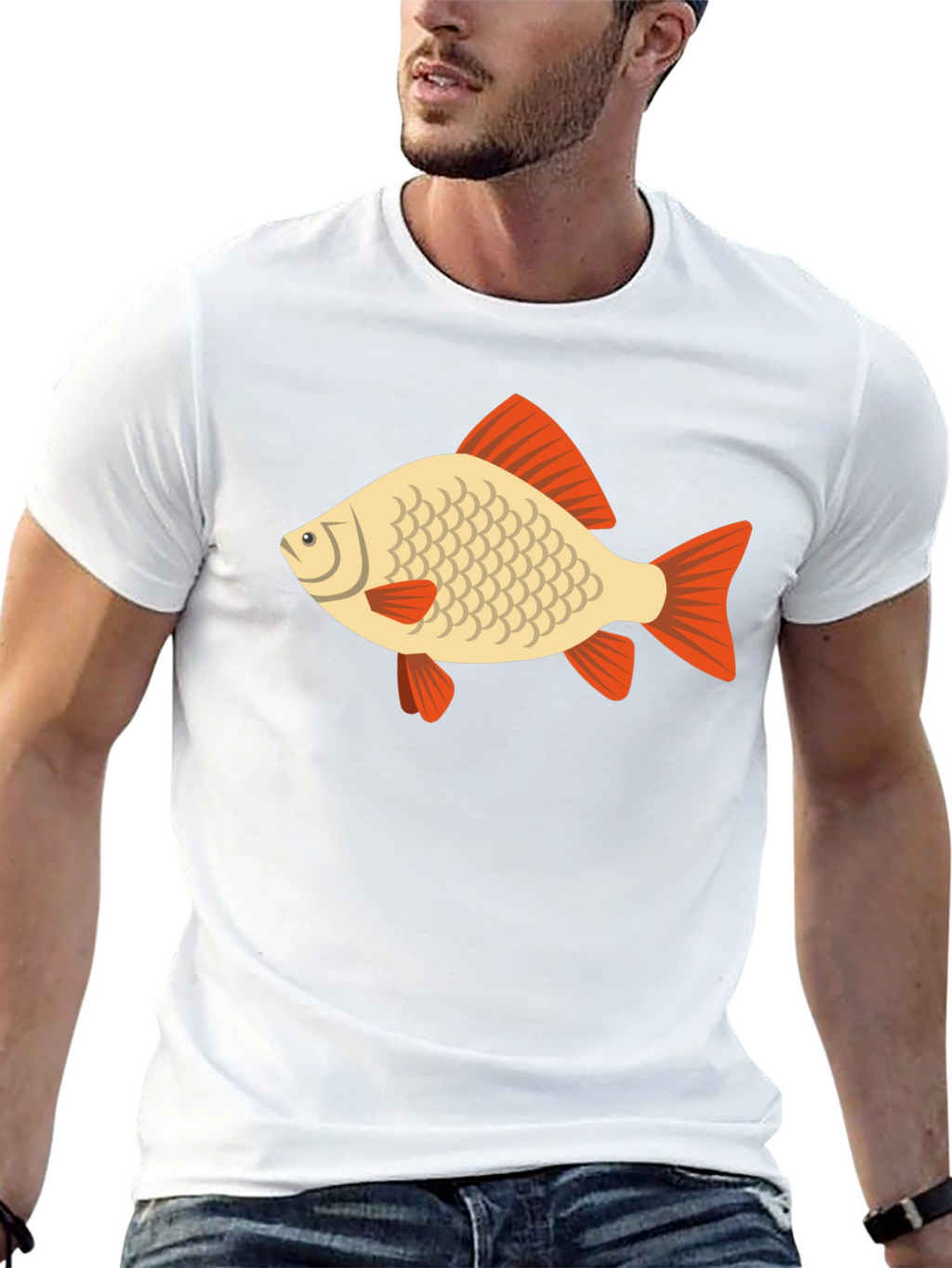 Fish Graphic Tee - Black Cotton Casual T-Shirt