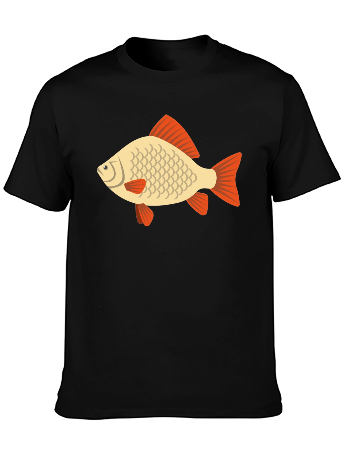 Fish Graphic Tee - Black Cotton Casual T-Shirt