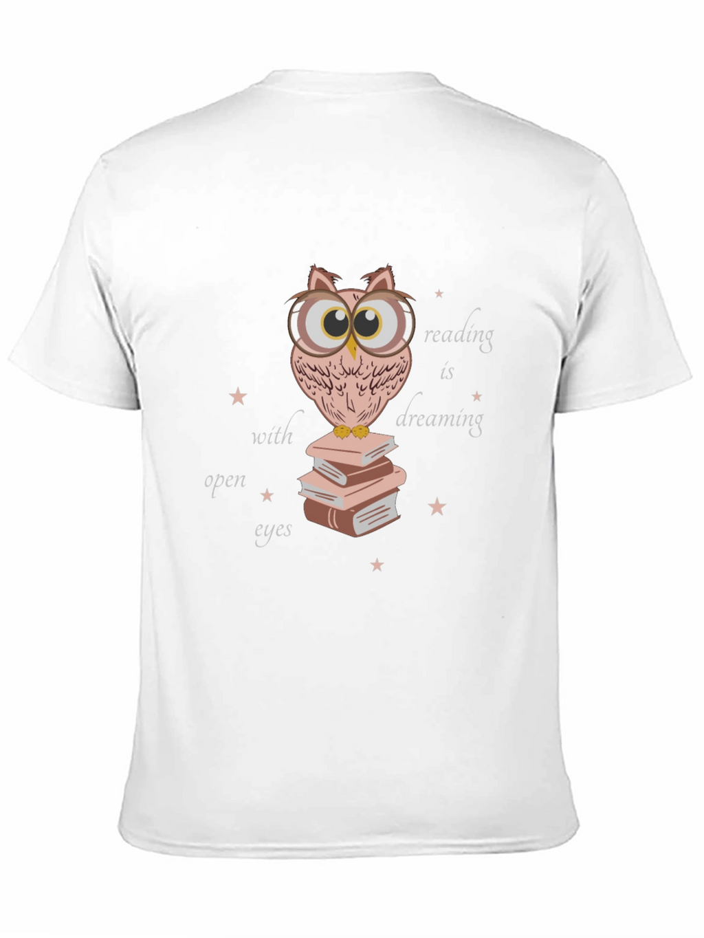 Owl Reading Book T-Shirt - Dreamy Open Eyes Design