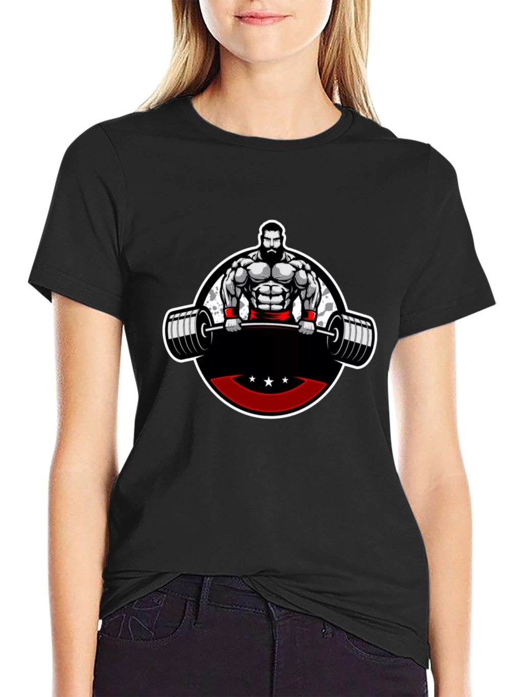 Mens Black Graphic T-Shirt - Weightlifter Design
