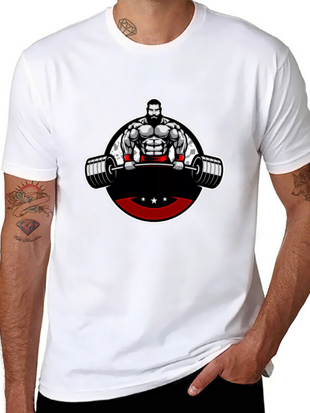 Mens Black Graphic T-Shirt - Weightlifter Design