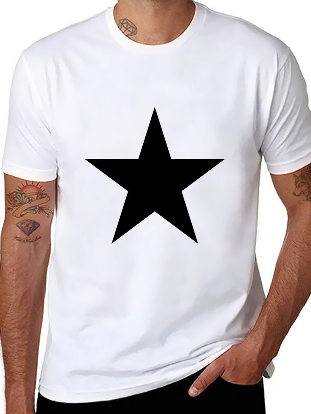 Black Star Graphic Tee - Mens Casual Shirt