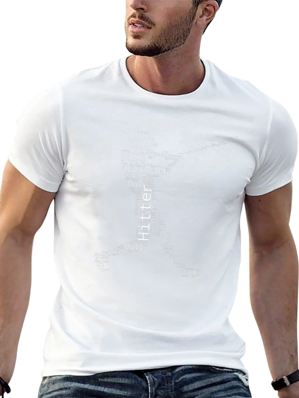 Baseball Hitter Word Art T-Shirt