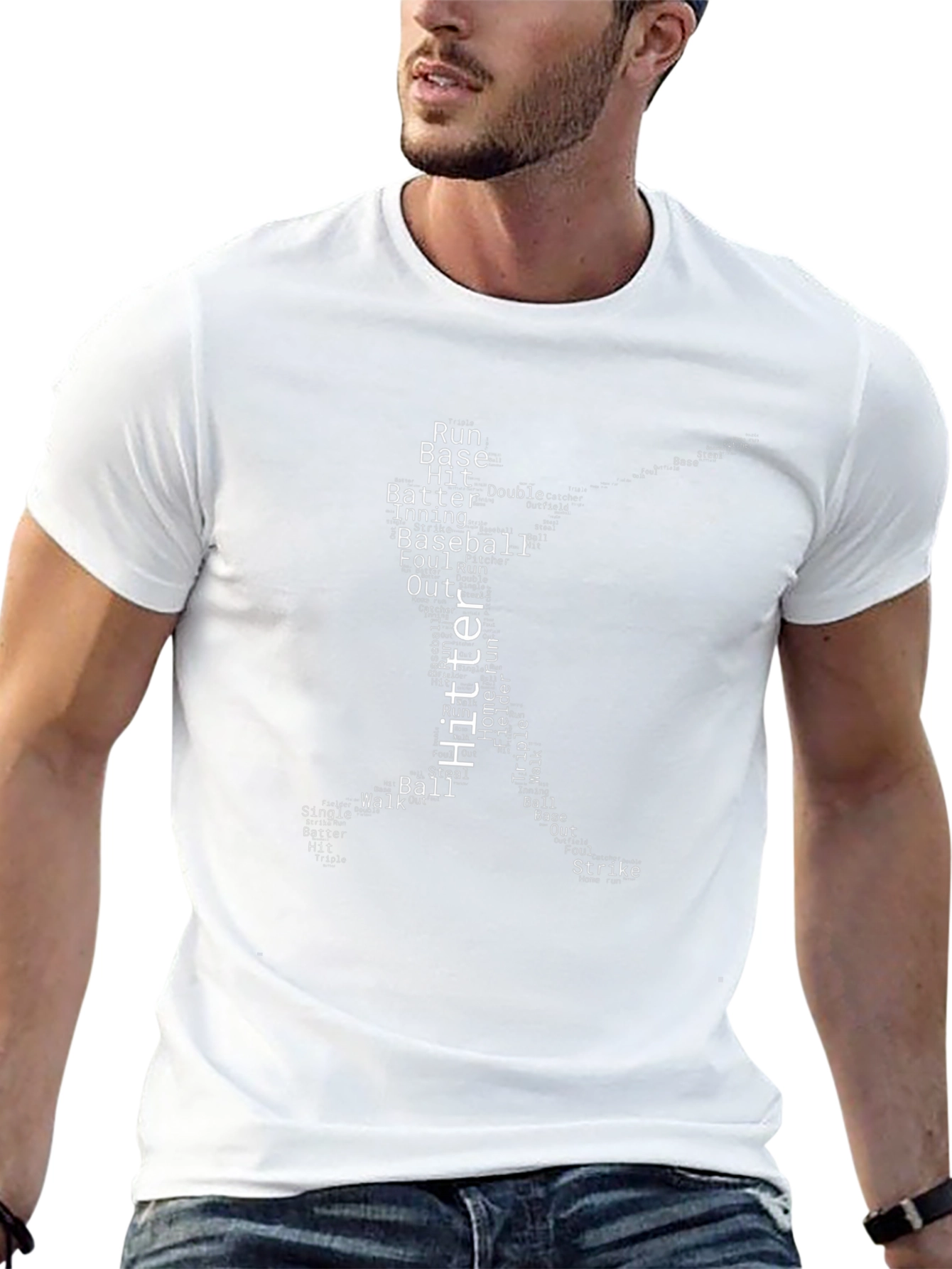 Baseball Hitter Word Art T-Shirt
