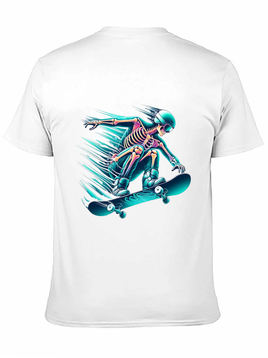 Skateboarding Skeleton Graphic Tee - Black Cotton Shirt