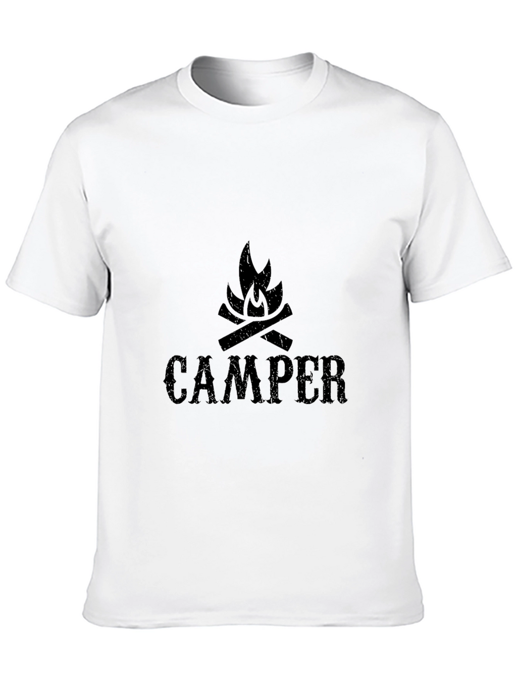 Camper Bonfire Graphic Tee - Black Cotton Camping Shirt