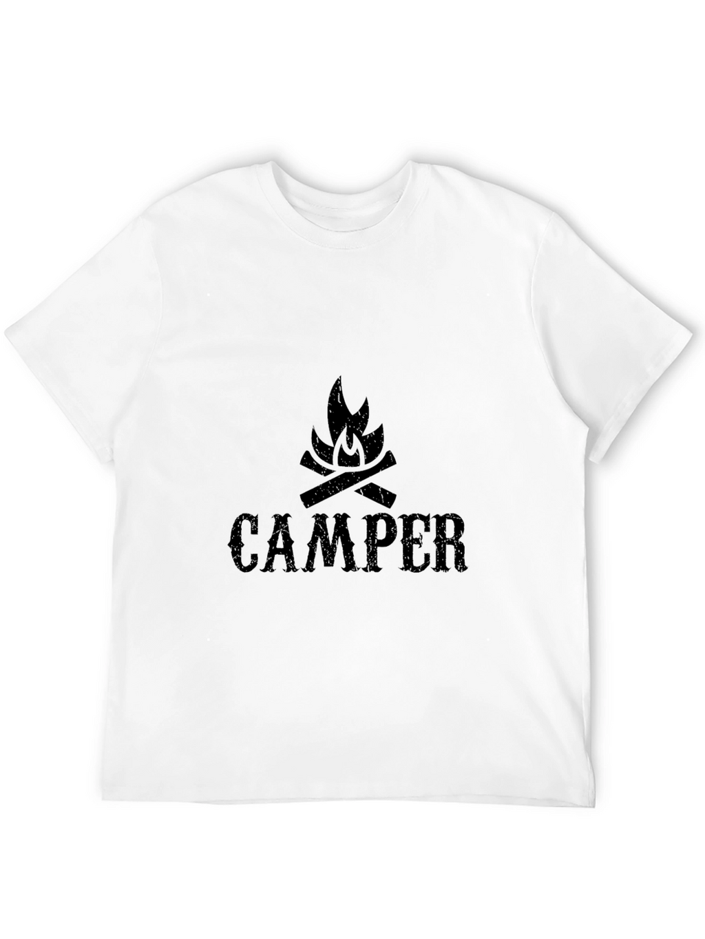 Camper Bonfire Graphic Tee - Black Cotton Camping Shirt