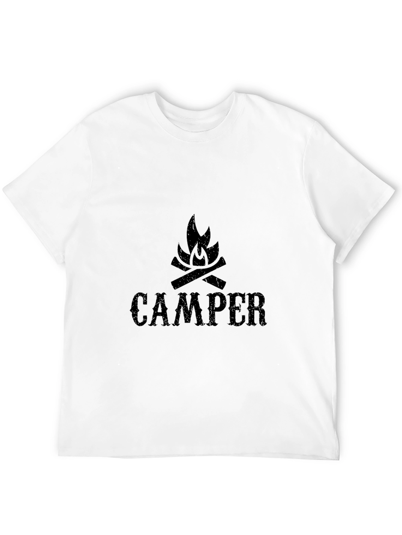 Camper Bonfire Graphic Tee - Black Cotton Camping Shirt
