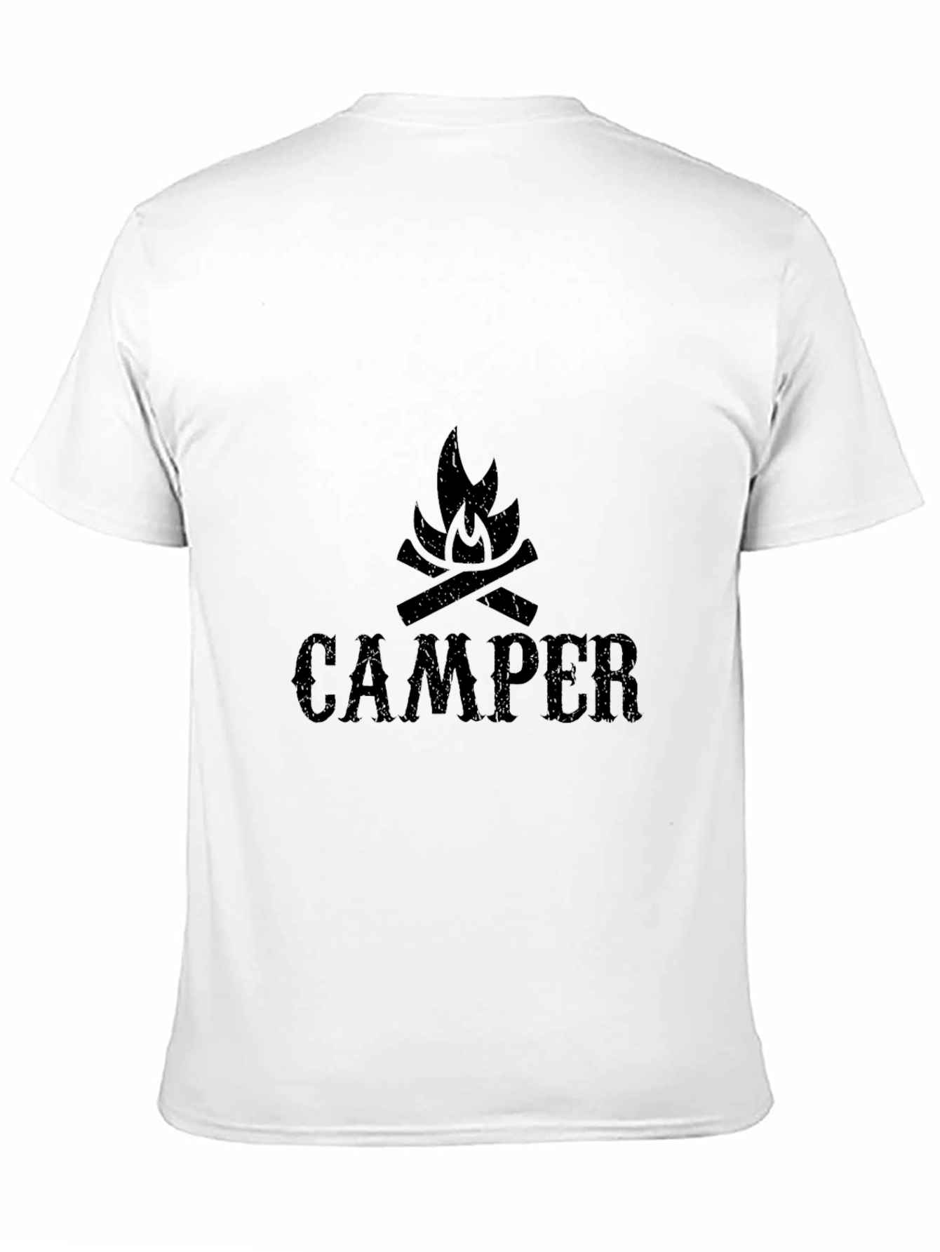 Camper Bonfire Graphic Tee - Black Cotton Camping Shirt