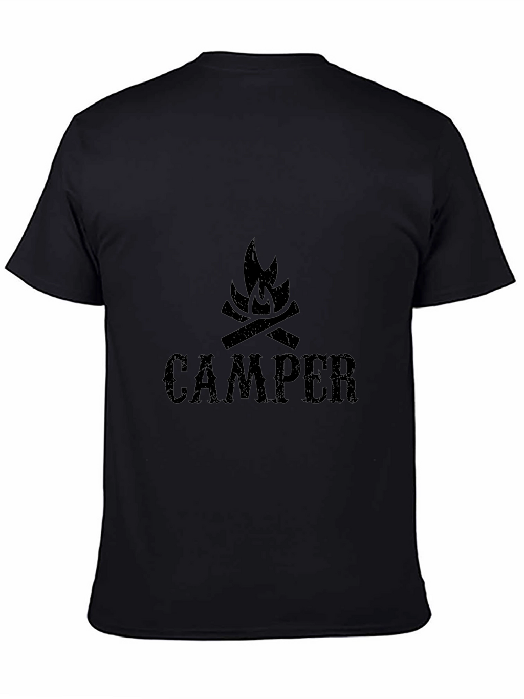 Camper Bonfire Graphic Tee - Black Cotton Camping Shirt
