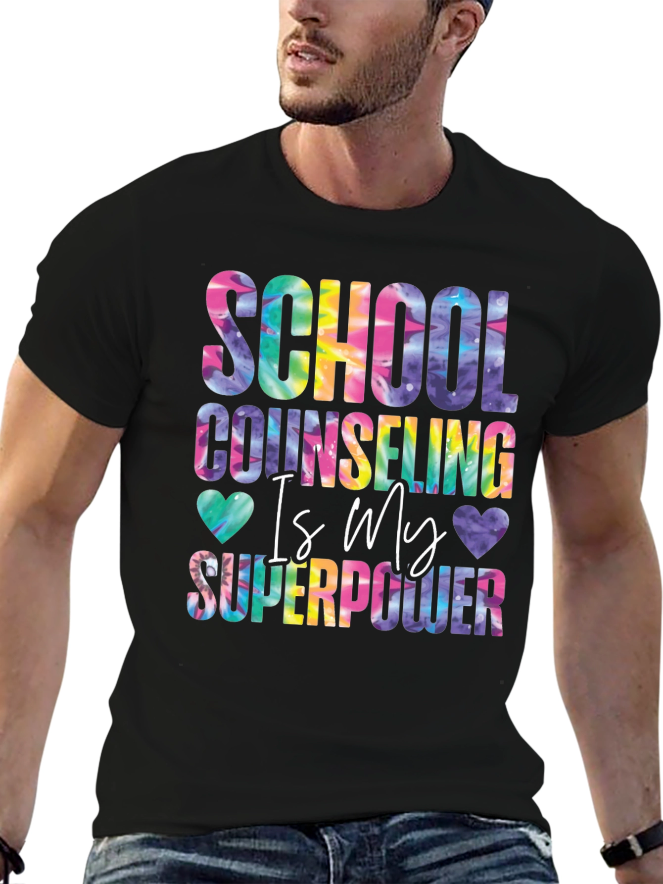 School Counselor Superpower Tie Dye Graphic Tee