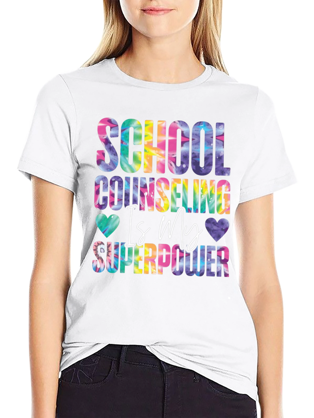 School Counselor Superpower Tie Dye Graphic Tee