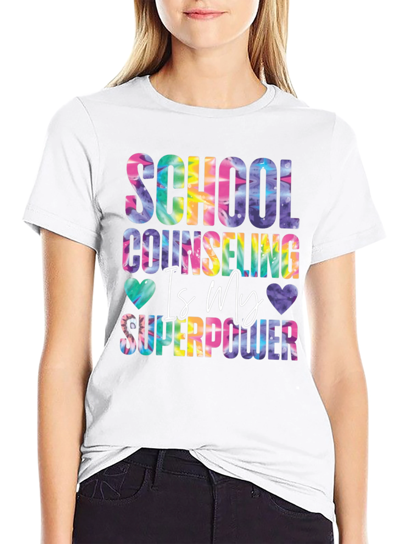 School Counselor Superpower Tie Dye Graphic Tee