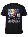 School Counselor Superpower Tie Dye Graphic Tee