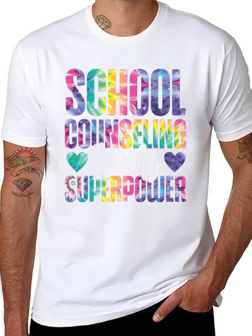 School Counselor Superpower Tie Dye Graphic Tee