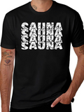 Sauna Text Tee - Black Cotton T-Shirt