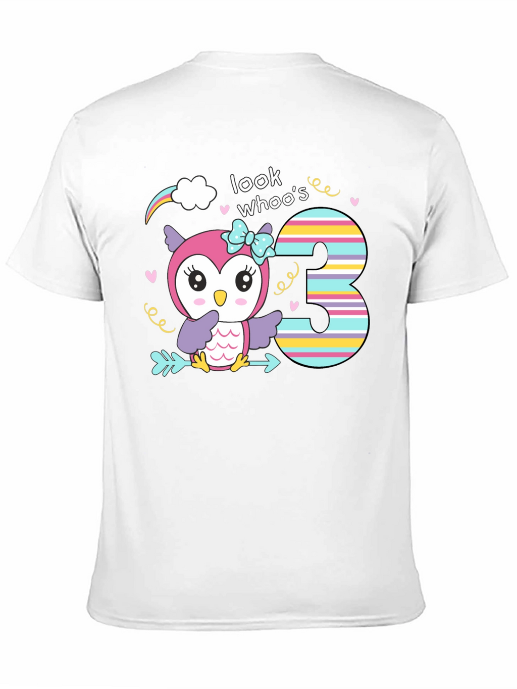 Look Whos Three Owl Birthday T-Shirt
