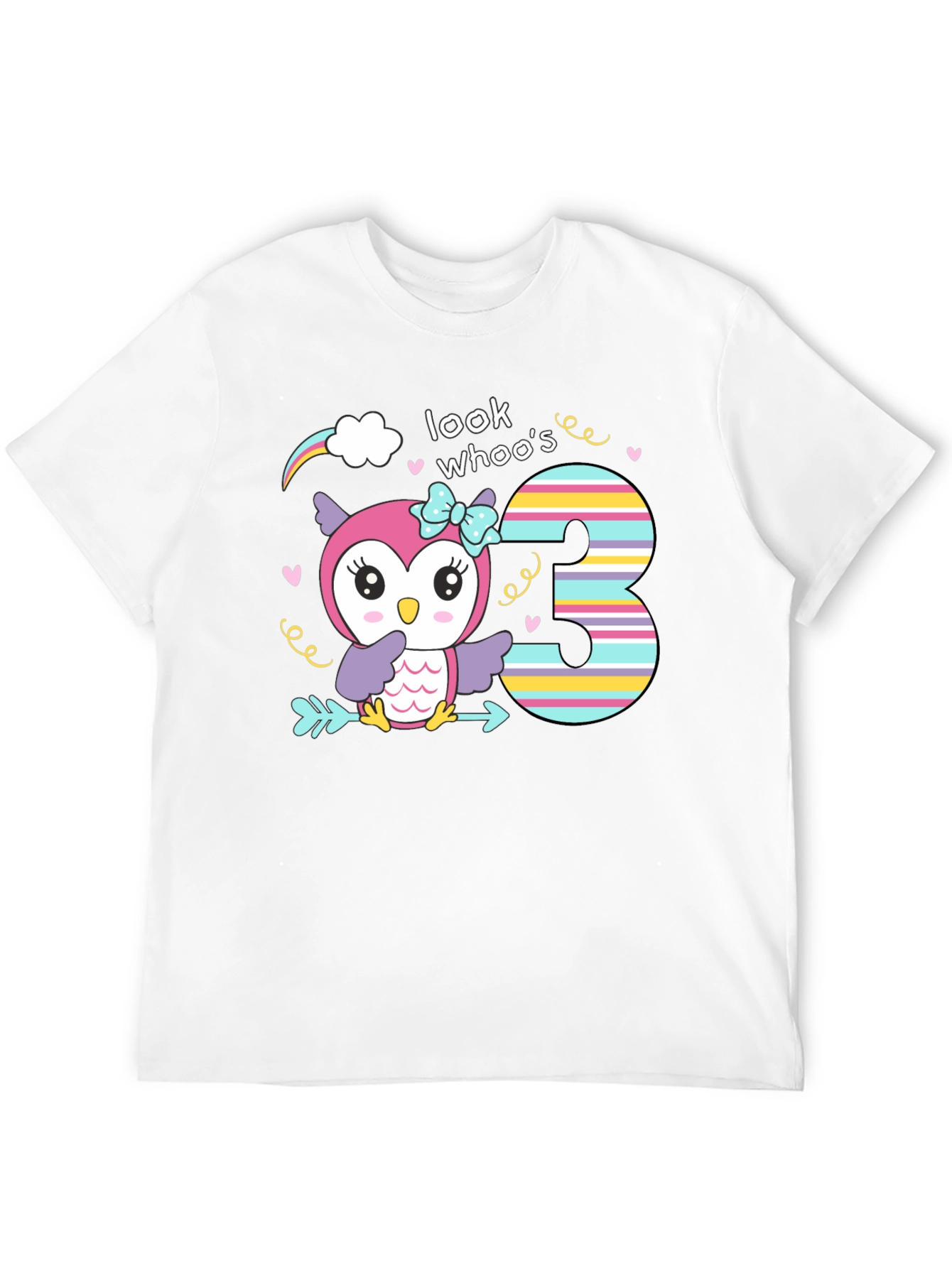 Look Whos Three Owl Birthday T-Shirt