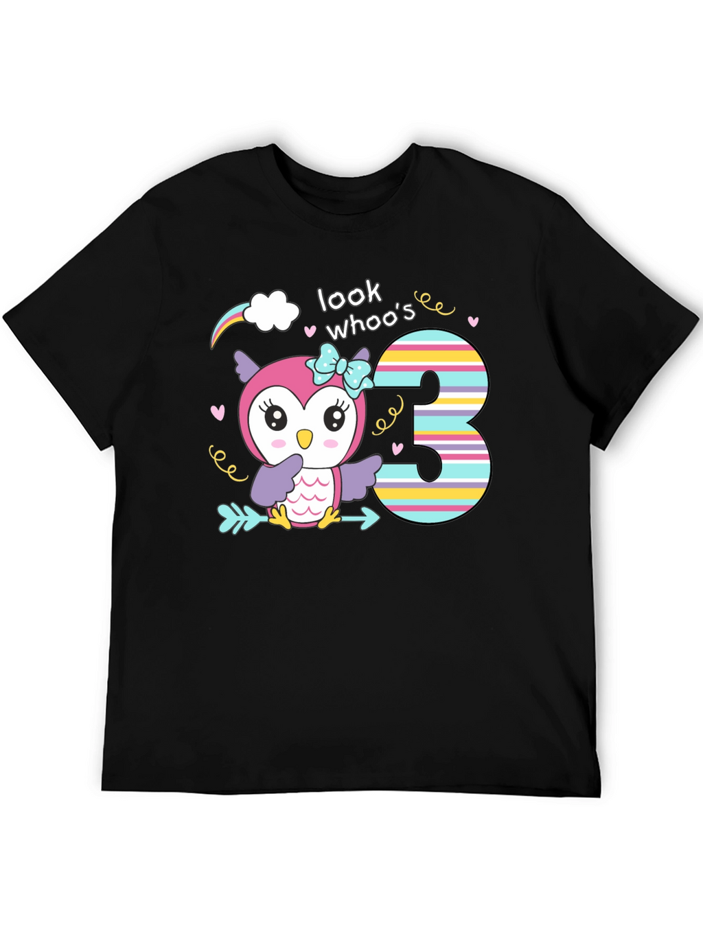 Look Whos Three Owl Birthday T-Shirt