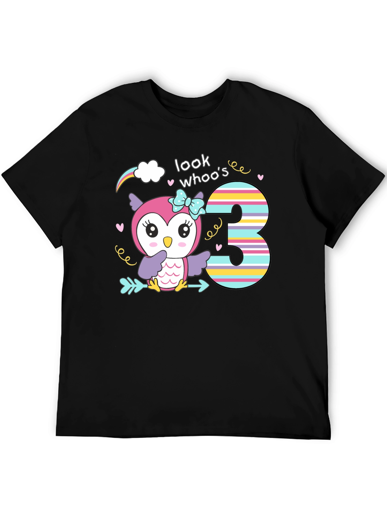 Look Whos Three Owl Birthday T-Shirt