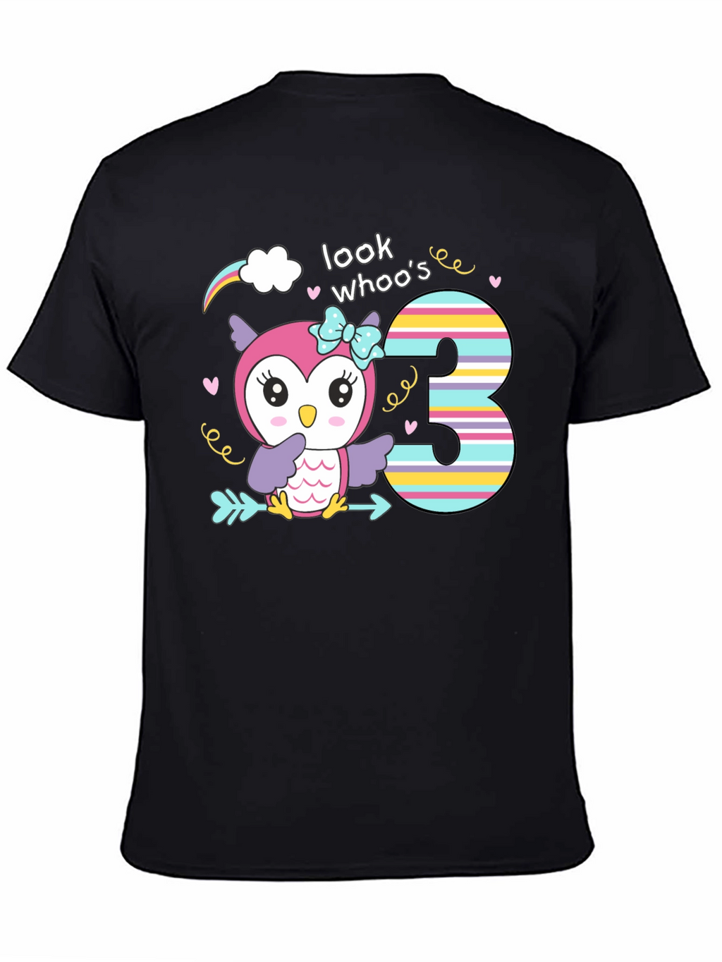 Look Whos Three Owl Birthday T-Shirt