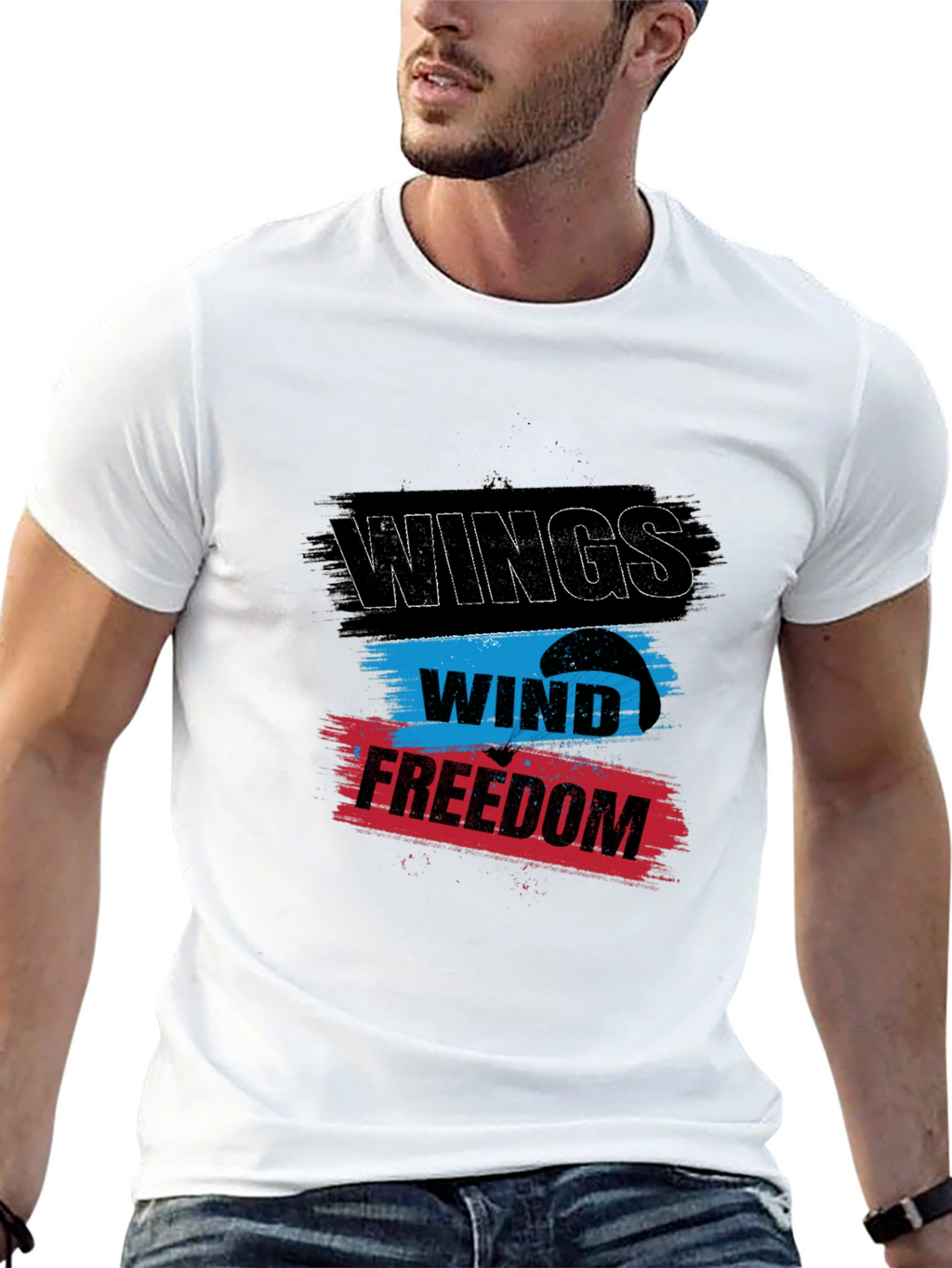 Wings Wind Freedom Graphic Tee - Black Cotton T-Shirt