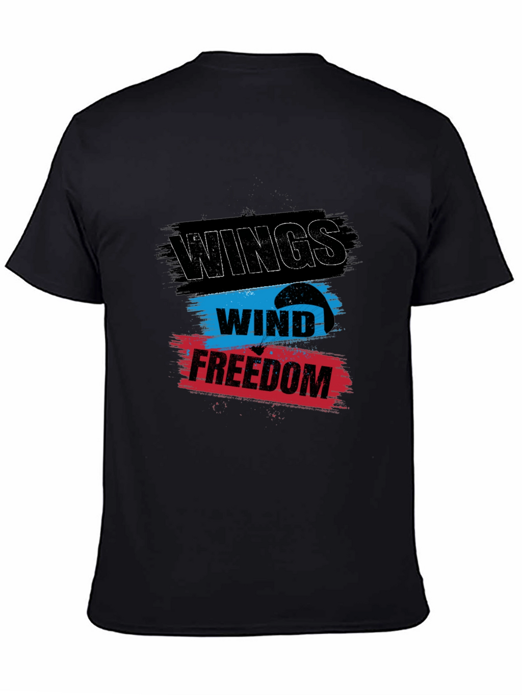 Wings Wind Freedom Graphic Tee - Black Cotton T-Shirt