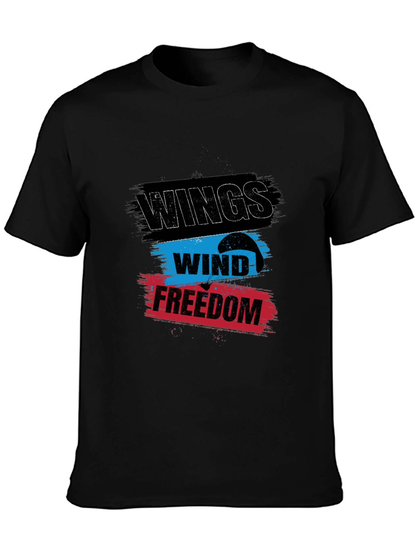Wings Wind Freedom Graphic Tee - Black Cotton T-Shirt