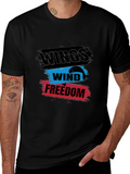 Wings Wind Freedom Graphic Tee - Black Cotton T-Shirt