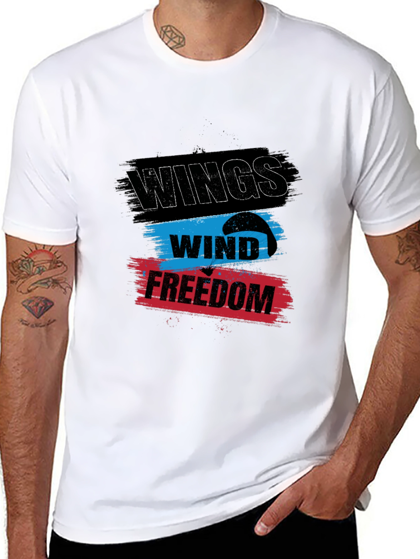 Wings Wind Freedom Graphic Tee - Black Cotton T-Shirt