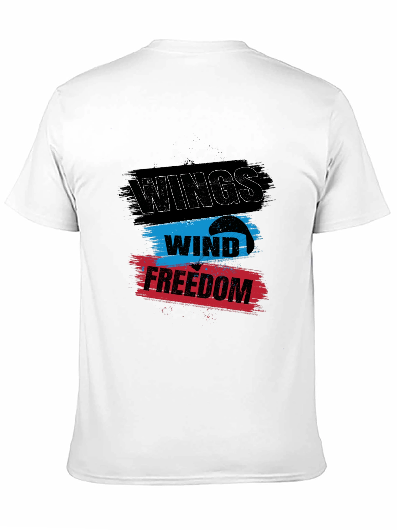 Wings Wind Freedom Graphic Tee - Black Cotton T-Shirt