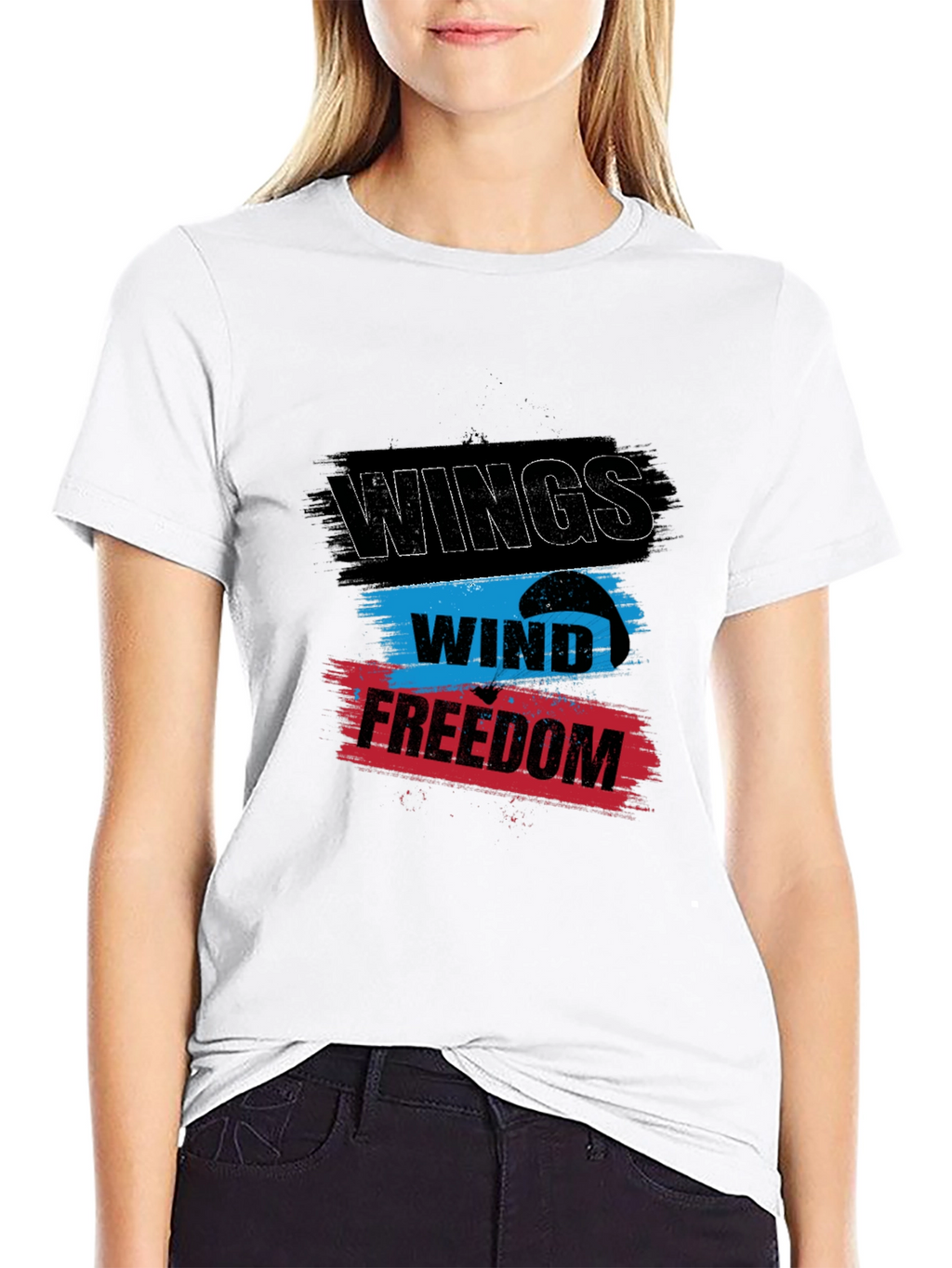 Wings Wind Freedom Graphic Tee - Black Cotton T-Shirt