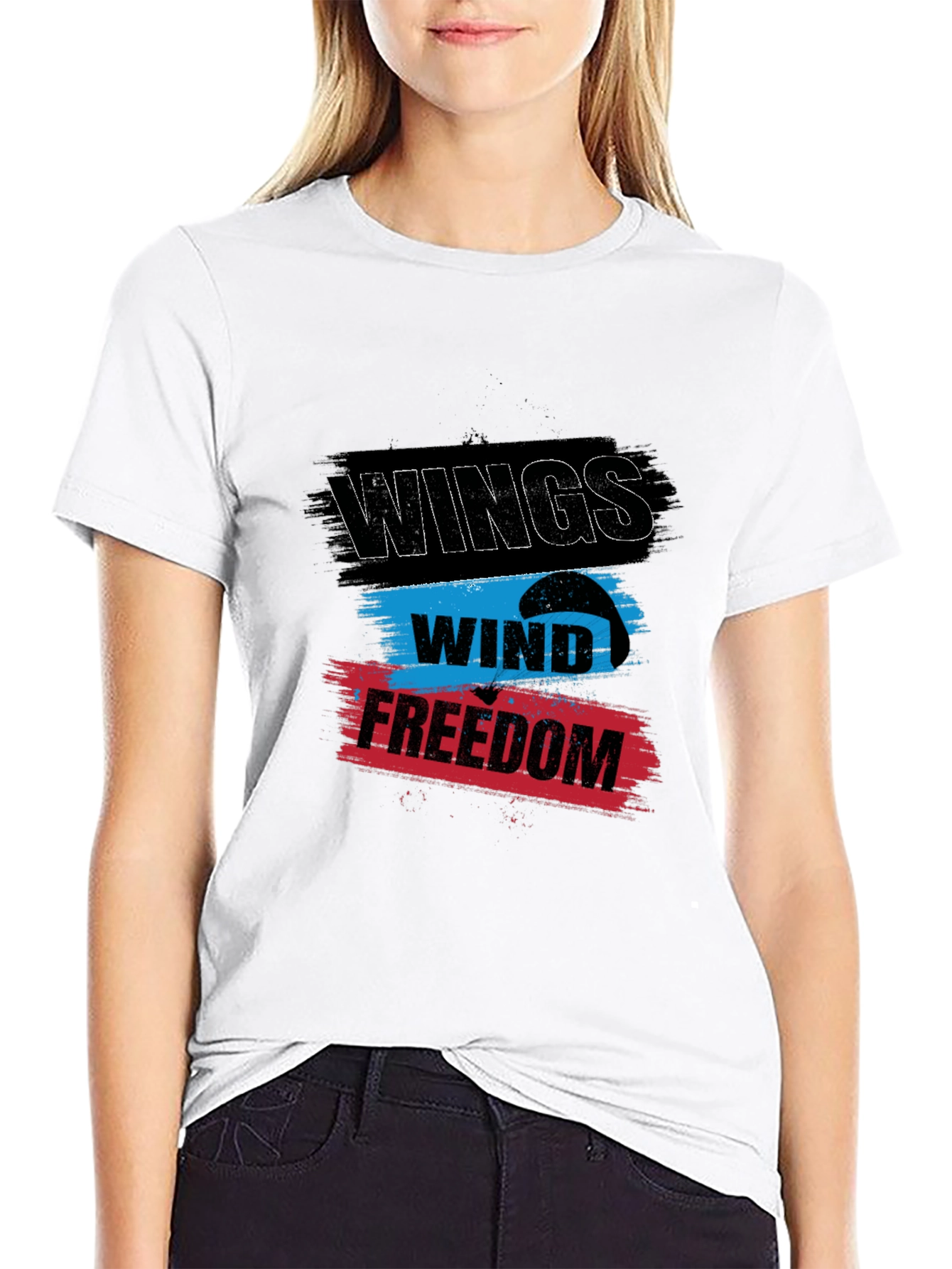 Wings Wind Freedom Graphic Tee - Black Cotton T-Shirt
