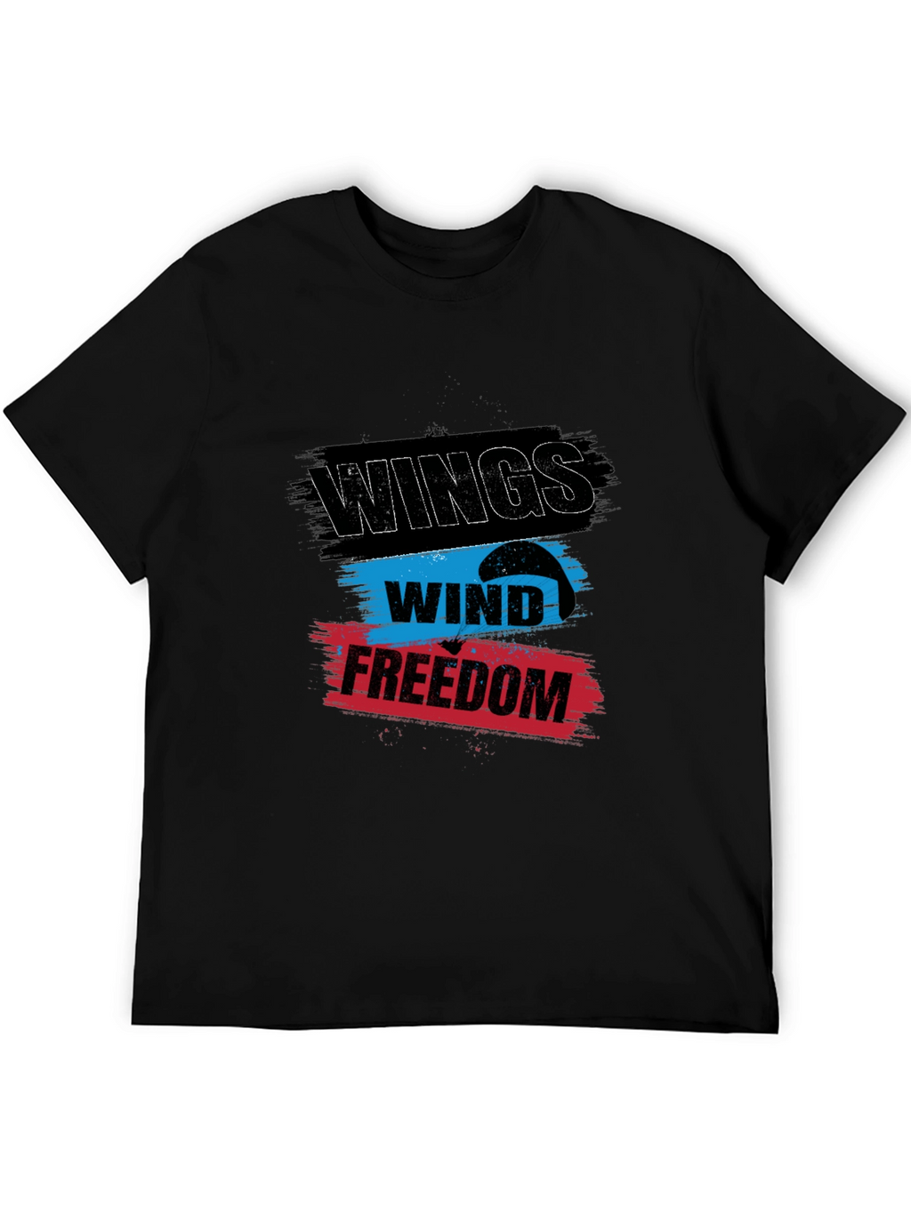 Wings Wind Freedom Graphic Tee - Black Cotton T-Shirt